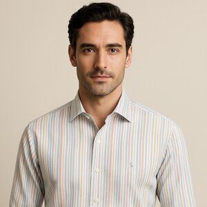 Brooks Brothers Button Down Shirt Mens  SZ ‎ Large Stripe 100% Cotton Heritage